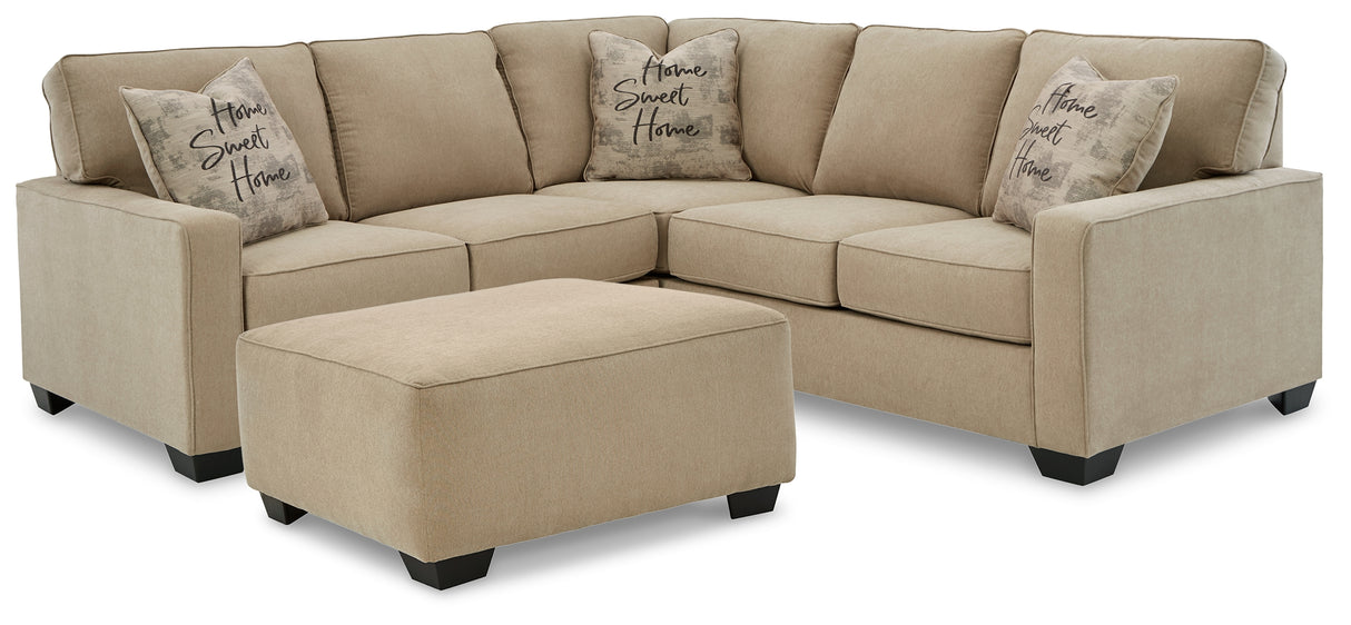 Lucina 2-Piece Sectional with Ottoman in Quartz - PKG013134