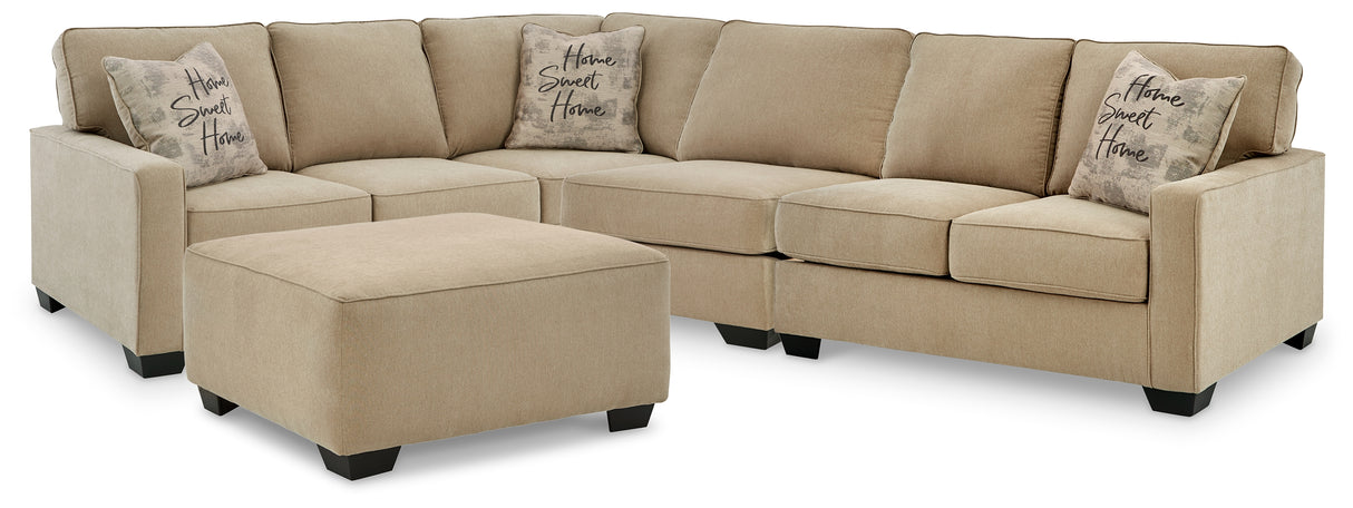 Lucina 3-Piece Sectional with Ottoman in Quartz - PKG013135