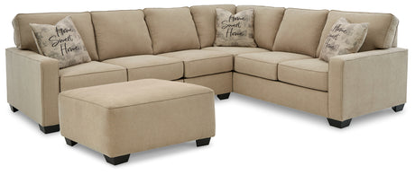 Lucina 3-Piece Sectional with Ottoman in Quartz - PKG013136