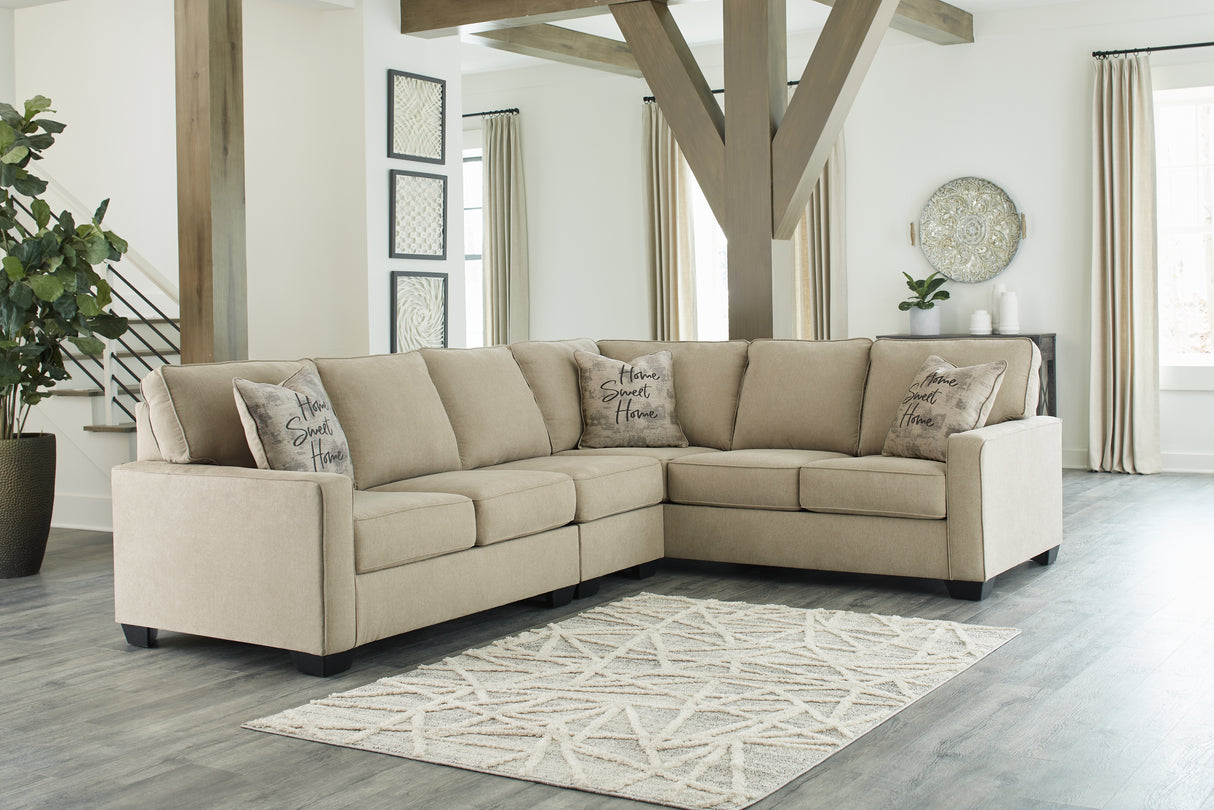 Lucina 3-Piece Sectional with Ottoman in Quartz - PKG013136