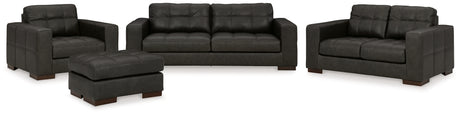 Luigi Sofa, Loveseat, Chair and Ottoman in Thunder - PKG015460