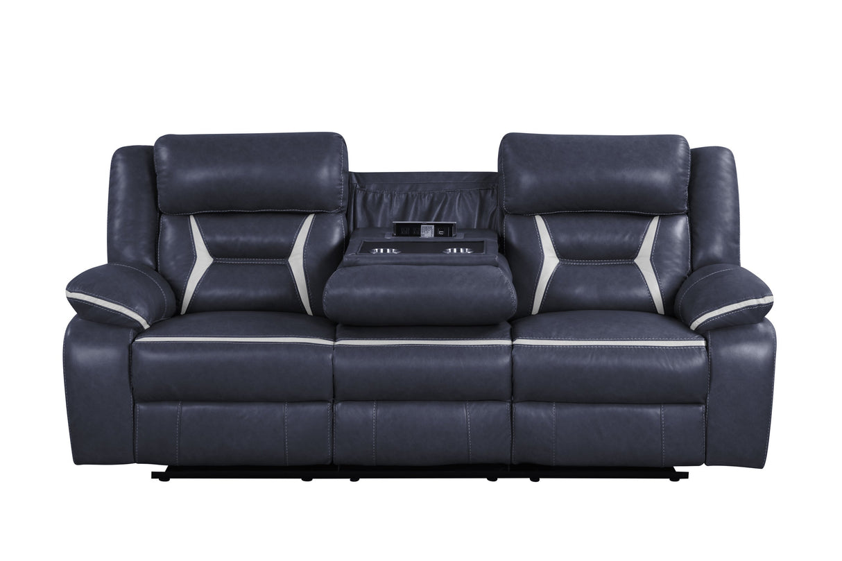 Luka Navy 3-Piece Reclining Living Room Set from Happy Homes - Luna Furniture