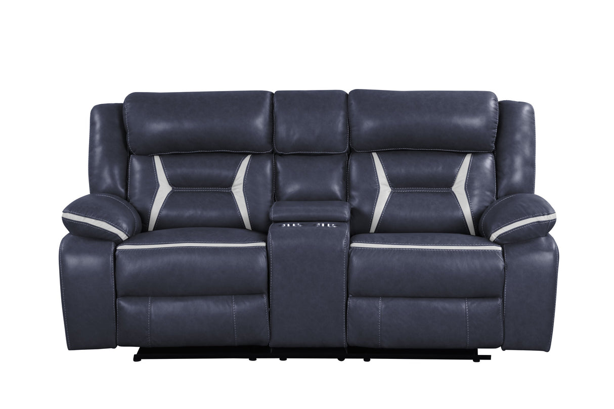 Luka Navy 3-Piece Reclining Living Room Set from Happy Homes - Luna Furniture