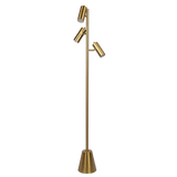 Lumina Brassed Gold Floor Lamp with Rotary Switch Triple Spots Metal Cone Base - FLL03700901