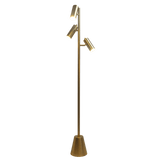 Lumina Brassed Gold Floor Lamp with Rotary Switch Triple Spots Metal Cone Base - FLL03700901