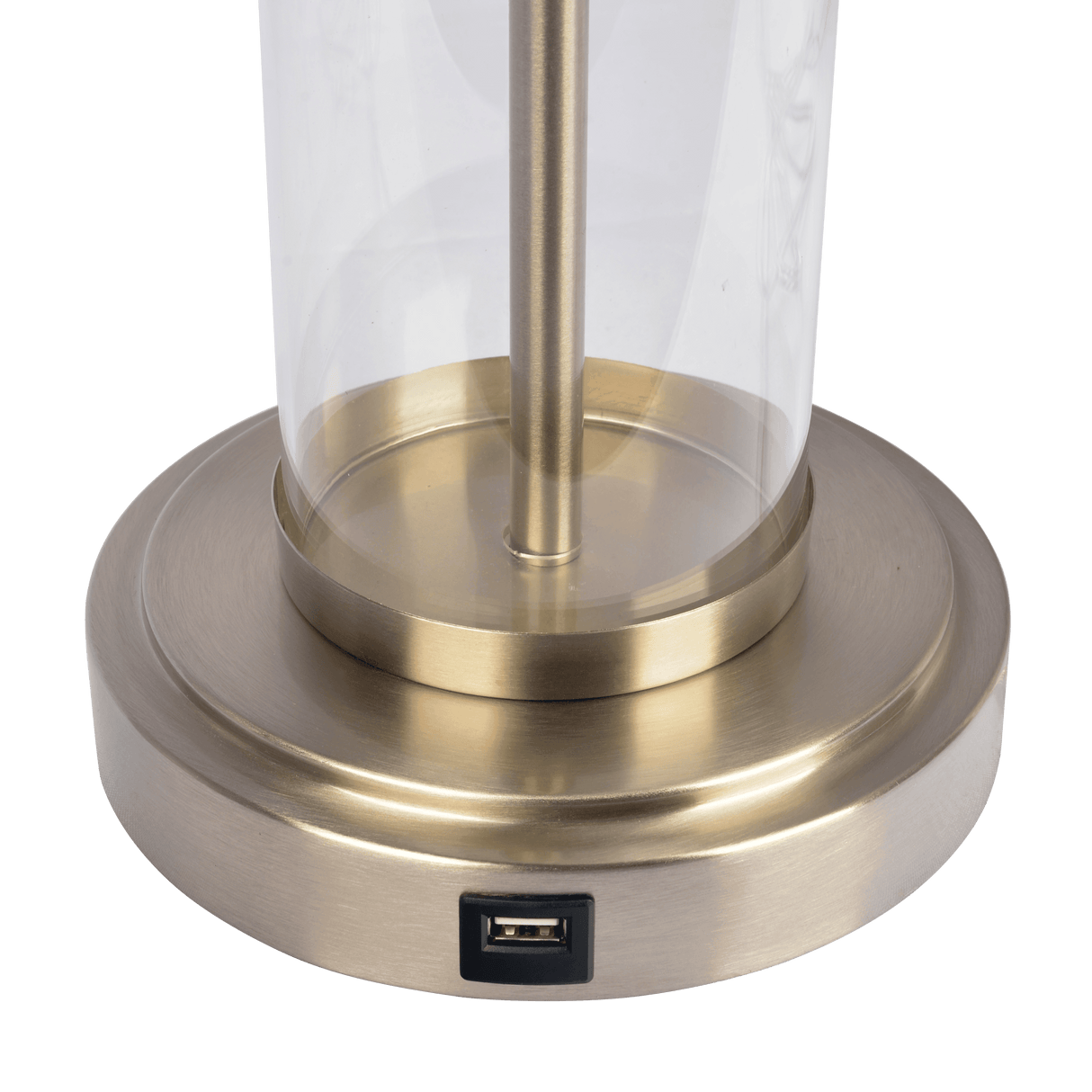 Luna Brushed Nickel Table Lamp with On/Off Switch Clear Glass Body  Metal Base - TBL03700801