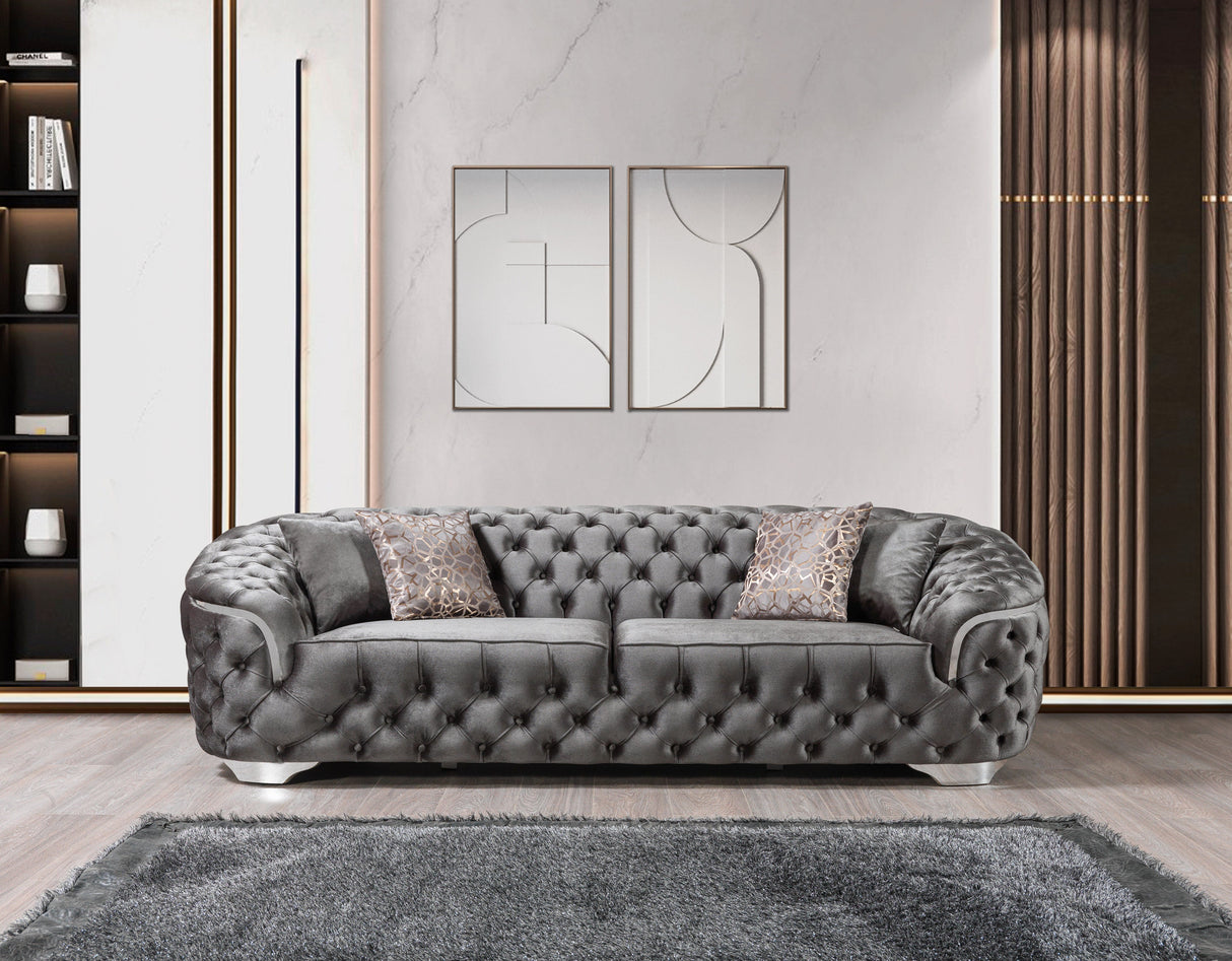 Lupino Gray Velvet Sofa & Loveseat - LUPINOGRAY-SL - 