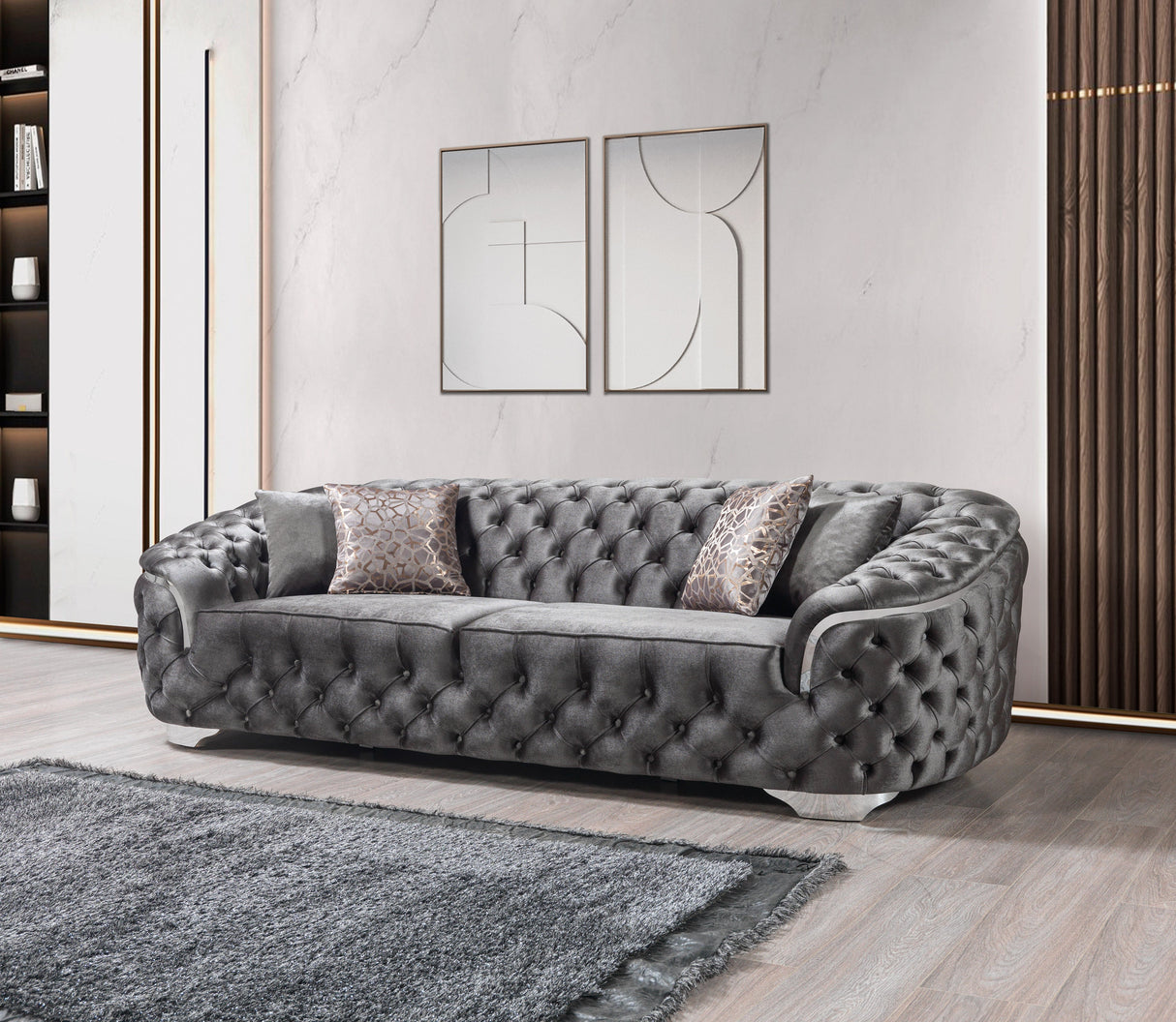 Lupino Gray Velvet Sofa & Loveseat - LUPINOGRAY-SL - 