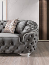 Lupino Gray Velvet Sofa & Loveseat - LUPINOGRAY-SL - 