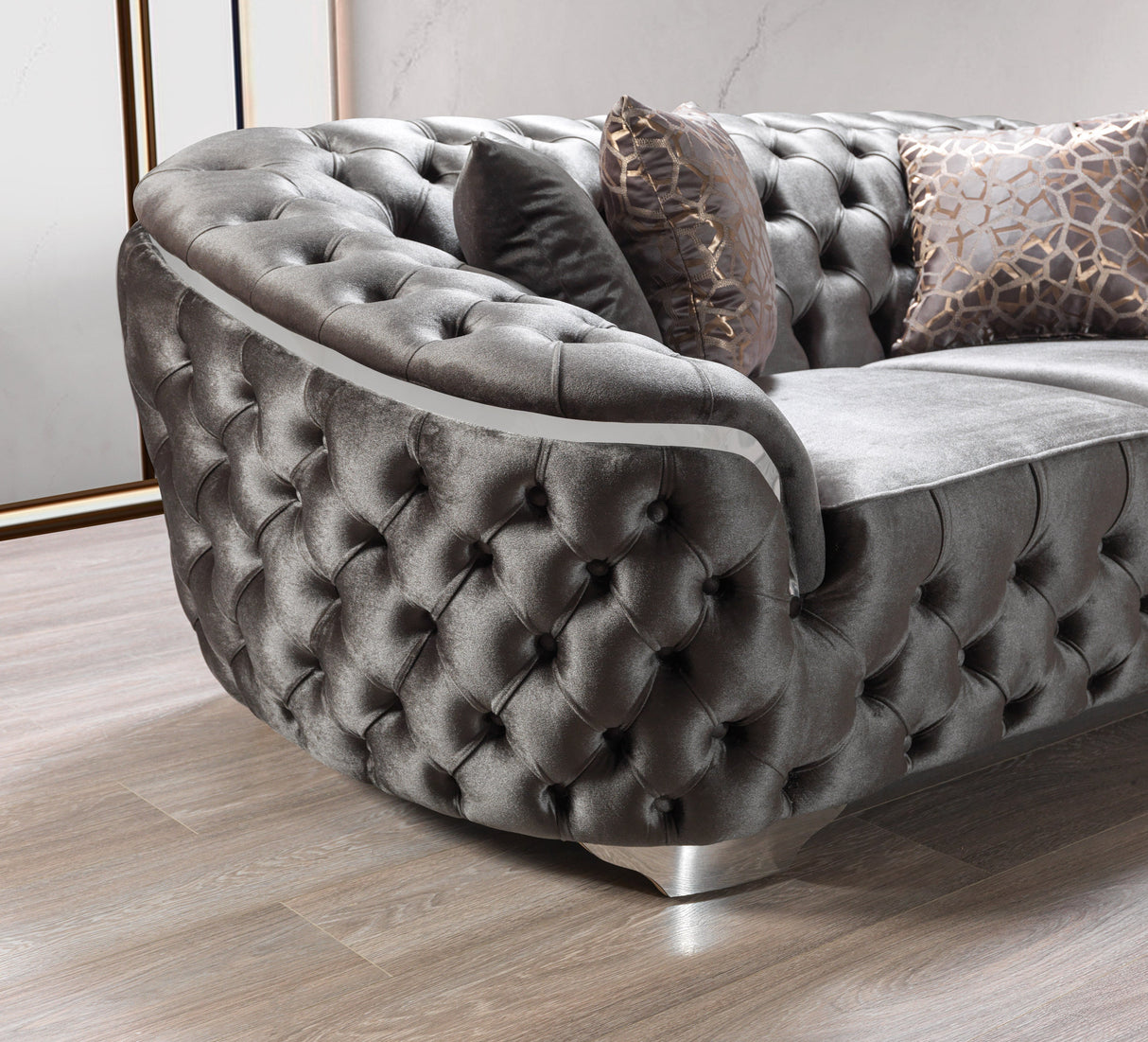 Lupino Gray Velvet Sofa & Loveseat - LUPINOGRAY-SL - 