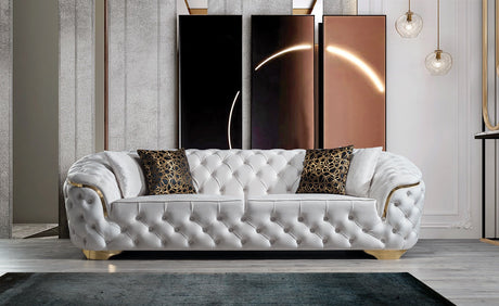 Lupino Ivory Velvet Sofa - LUPINOIVORY-S