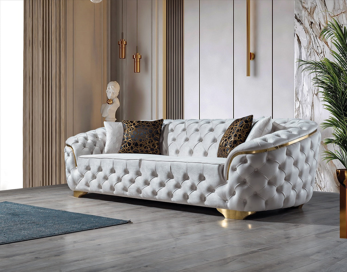 Lupino Ivory Velvet Sofa - LUPINOIVORY-S