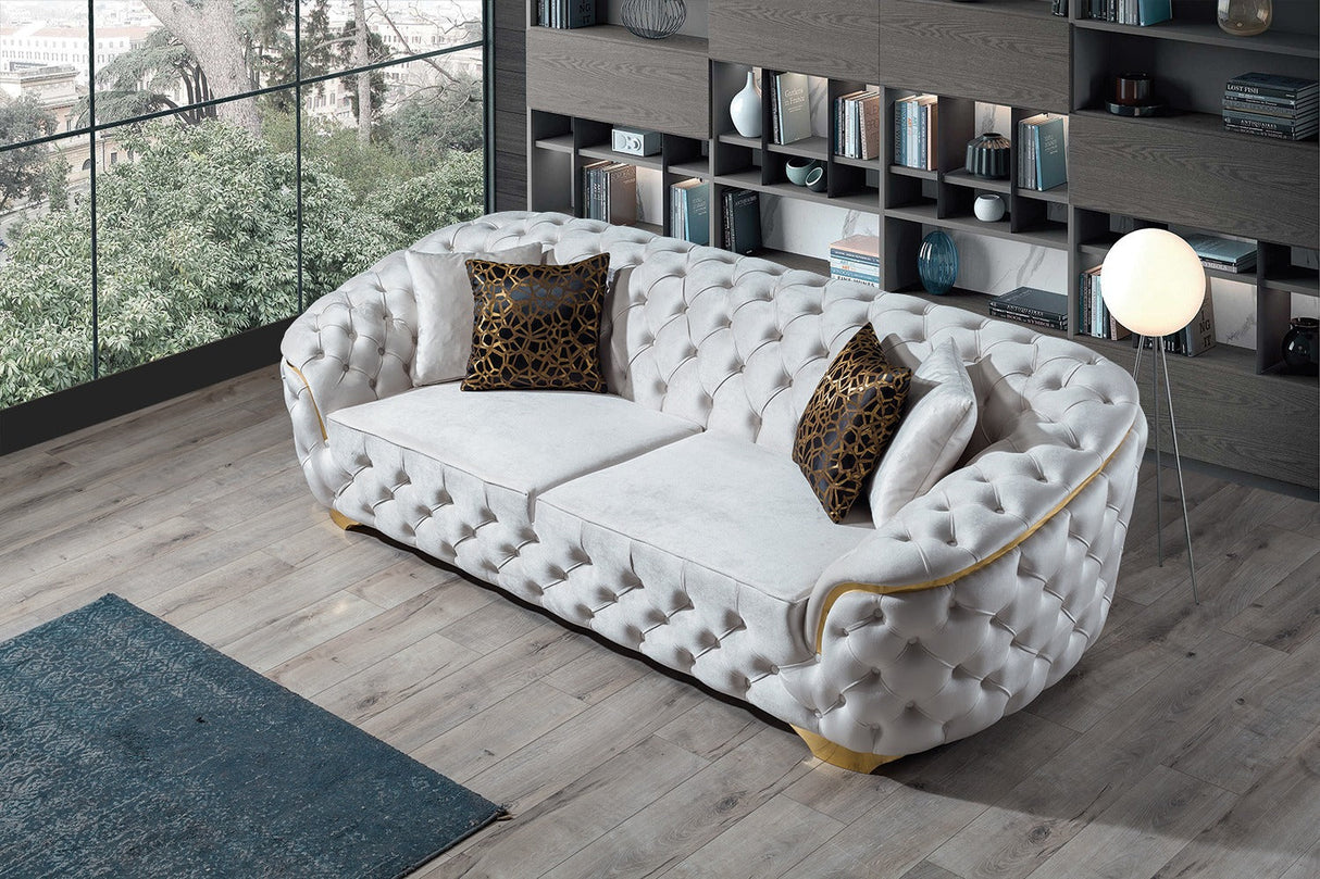 Lupino Ivory Velvet Sofa - LUPINOIVORY-S