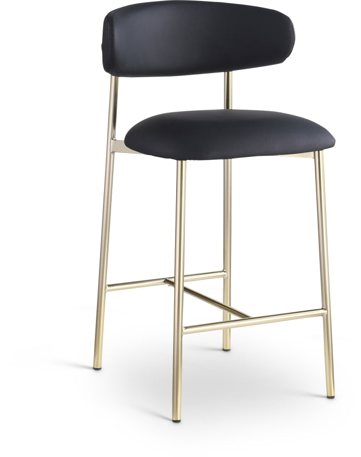 Lupita Vegan Leather Counter Stool in Black, Set of 2 from Meridian - Luna Furniture