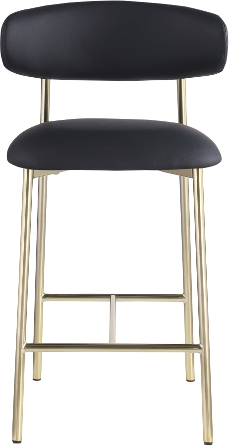 Lupita Vegan Leather Counter Stool in Black, Set of 2 from Meridian - Luna Furniture