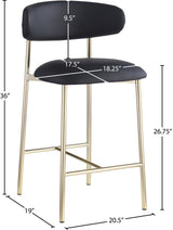 Lupita Vegan Leather Counter Stool in Black, Set of 2 from Meridian - Luna Furniture