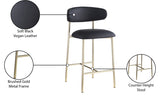 Lupita Vegan Leather Counter Stool in Black, Set of 2 from Meridian - Luna Furniture