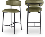 Lupita Vegan Leather Counter Stool in Olive, Set of 2 from Meridian - Luna Furniture