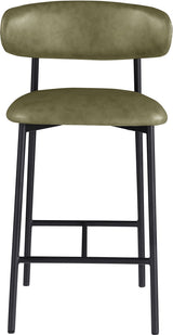 Lupita Vegan Leather Counter Stool in Olive, Set of 2 from Meridian - Luna Furniture