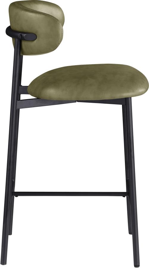 Lupita Vegan Leather Counter Stool in Olive, Set of 2 from Meridian - Luna Furniture