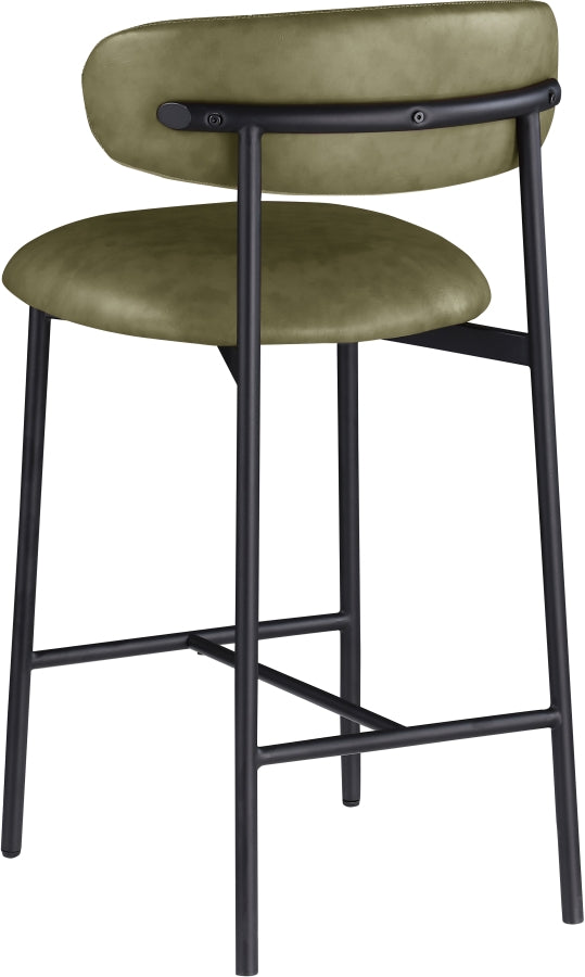 Lupita Vegan Leather Counter Stool in Olive, Set of 2 from Meridian - Luna Furniture