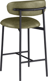 Lupita Vegan Leather Counter Stool in Olive, Set of 2 from Meridian - Luna Furniture