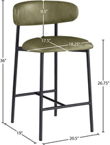 Lupita Vegan Leather Counter Stool in Olive, Set of 2 from Meridian - Luna Furniture