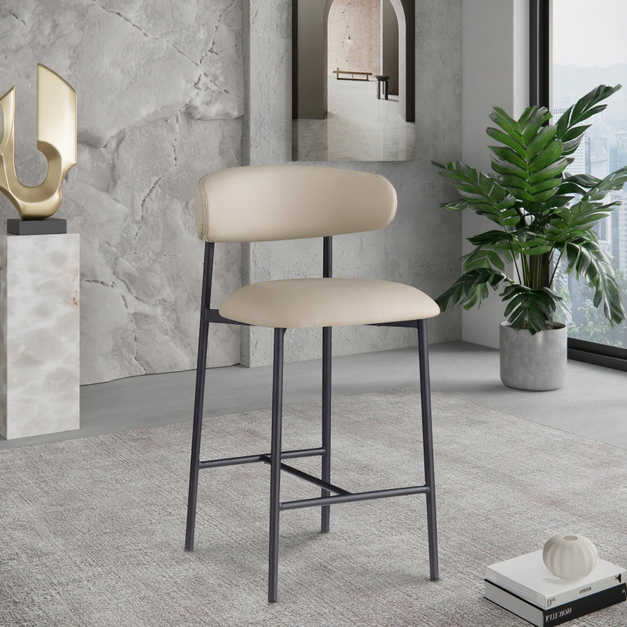 Lupita Vegan Leather Counter Stool in Taupe, Set of 2 from Meridian - Luna Furniture