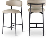 Lupita Vegan Leather Counter Stool in Taupe, Set of 2 from Meridian - Luna Furniture