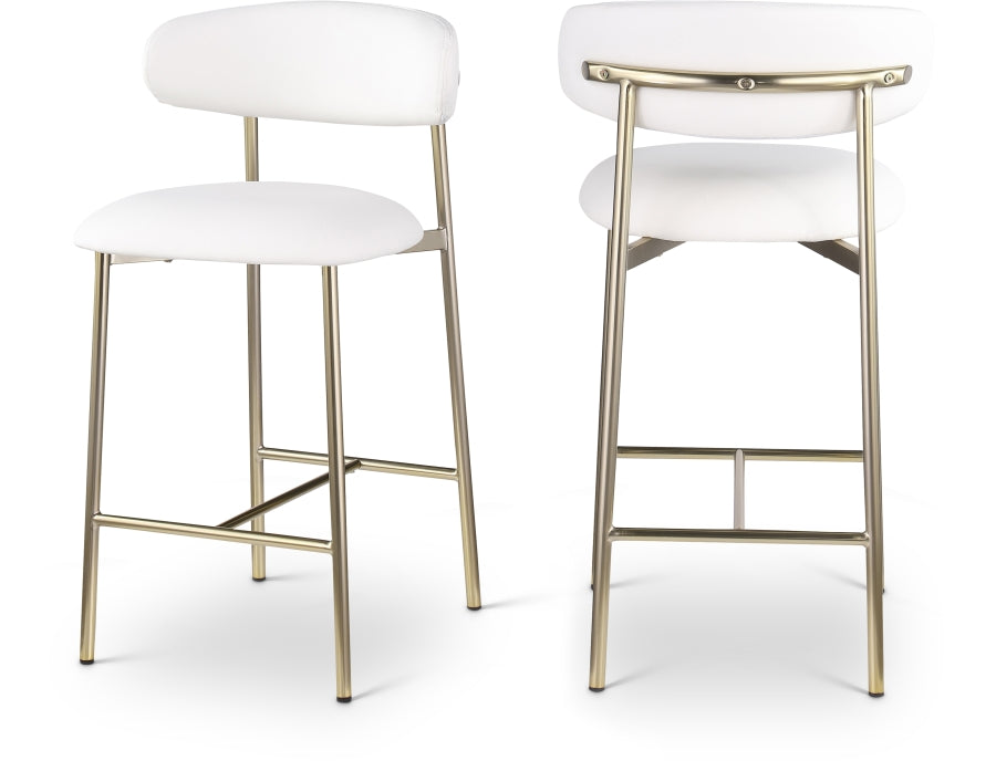 Lupita Vegan Leather Counter Stool in White, Set of 2 from Meridian - Luna Furniture