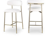 Lupita Vegan Leather Counter Stool in White, Set of 2 from Meridian - Luna Furniture