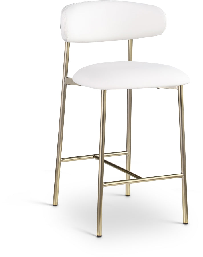 Lupita Vegan Leather Counter Stool in White, Set of 2 from Meridian - Luna Furniture