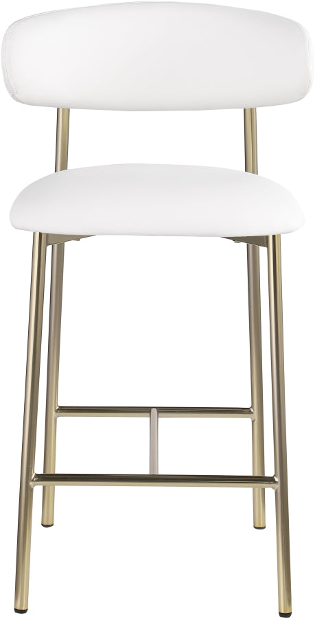 Lupita Vegan Leather Counter Stool in White, Set of 2 from Meridian - Luna Furniture