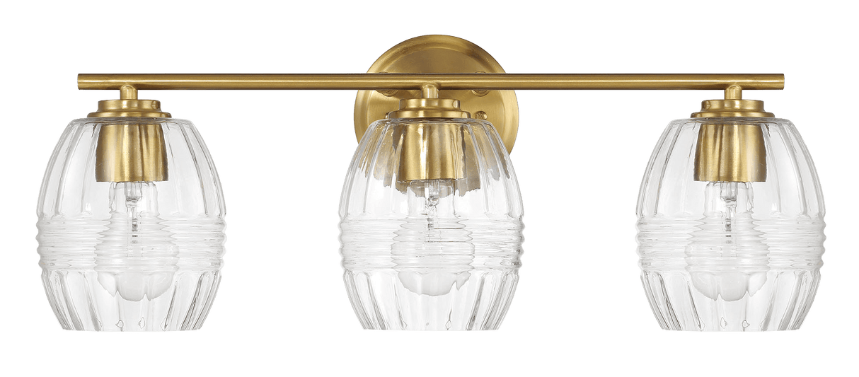 Luster Three Lights Vanity With Clear Glass for Bathrooms above Mirror  Wall Lamp - Satin Brass - WLL03900401