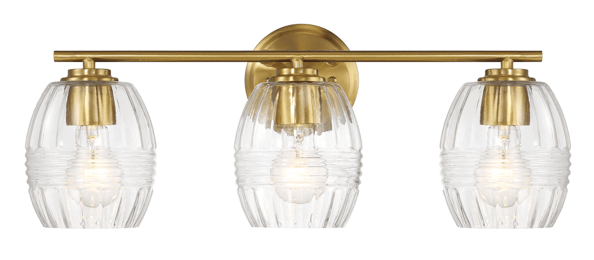 Luster Three Lights Vanity With Clear Glass for Bathrooms above Mirror  Wall Lamp - Satin Brass - WLL03900401