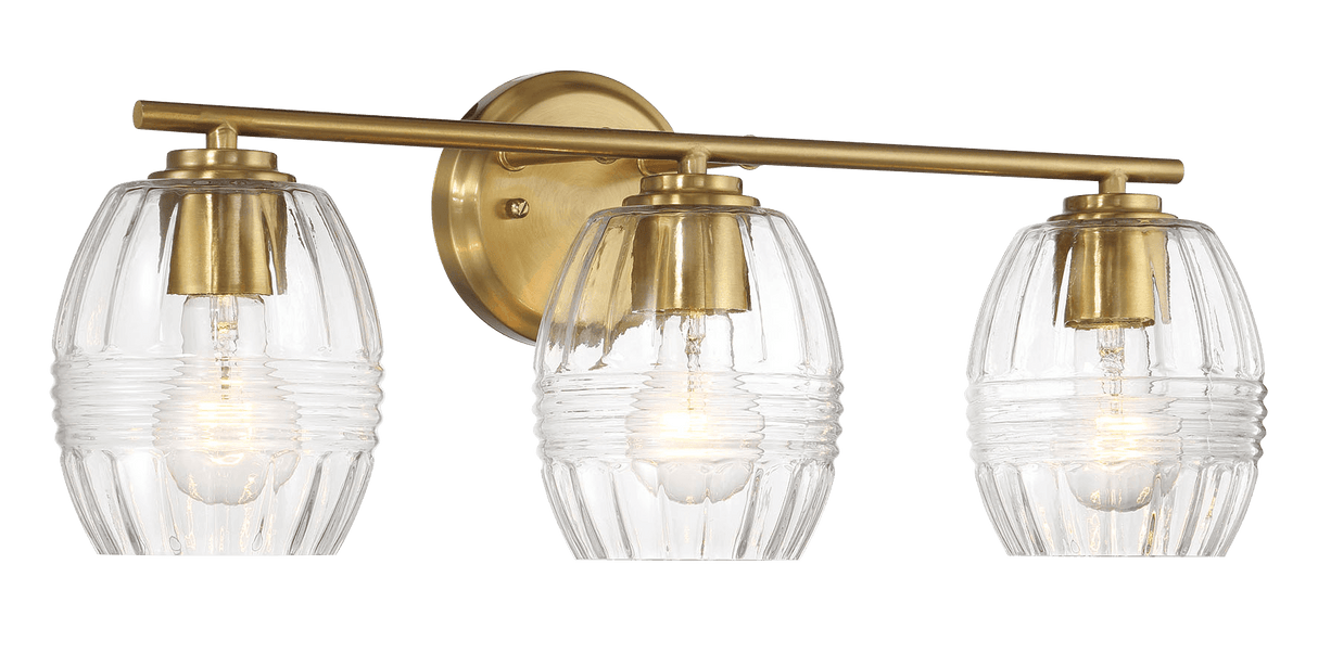 Luster Three Lights Vanity With Clear Glass for Bathrooms above Mirror  Wall Lamp - Satin Brass - WLL03900401