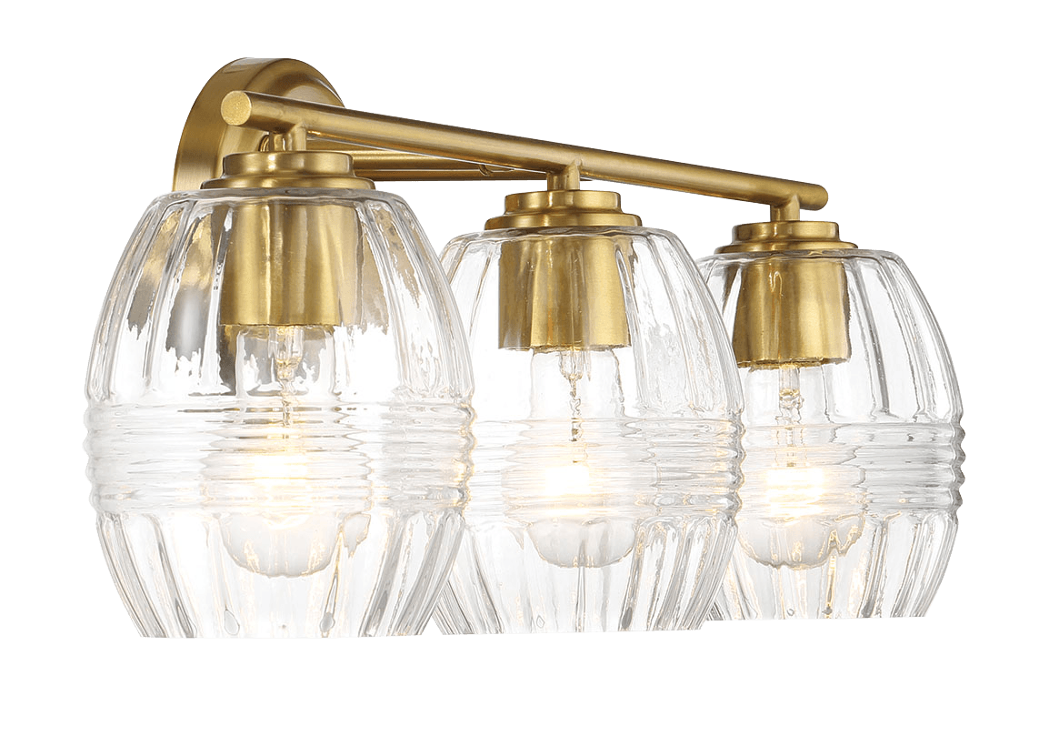 Luster Three Lights Vanity With Clear Glass for Bathrooms above Mirror  Wall Lamp - Satin Brass - WLL03900401