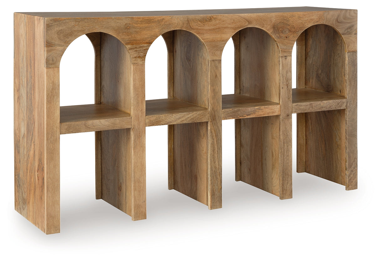 Luzmanacy Natural Brown Console Sofa Table from Ashley - Luna Furniture