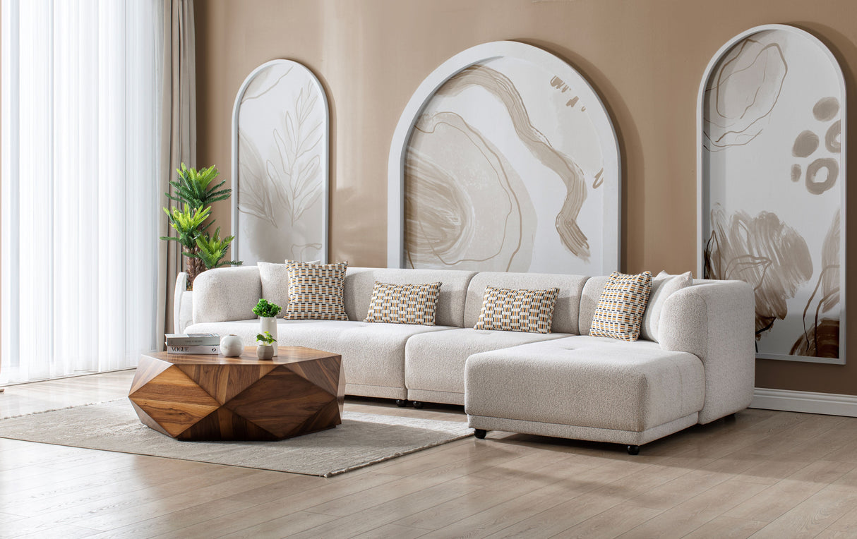 Lyna Ivory 3-Piece RAF Sectional from Nova Furniture - Luna Furniture