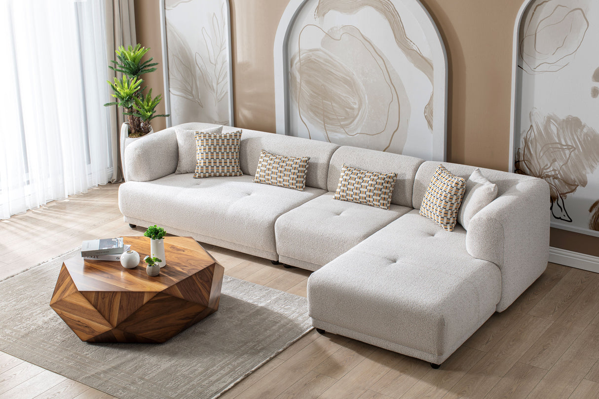 Lyna Ivory 3-Piece RAF Sectional from Nova Furniture - Luna Furniture