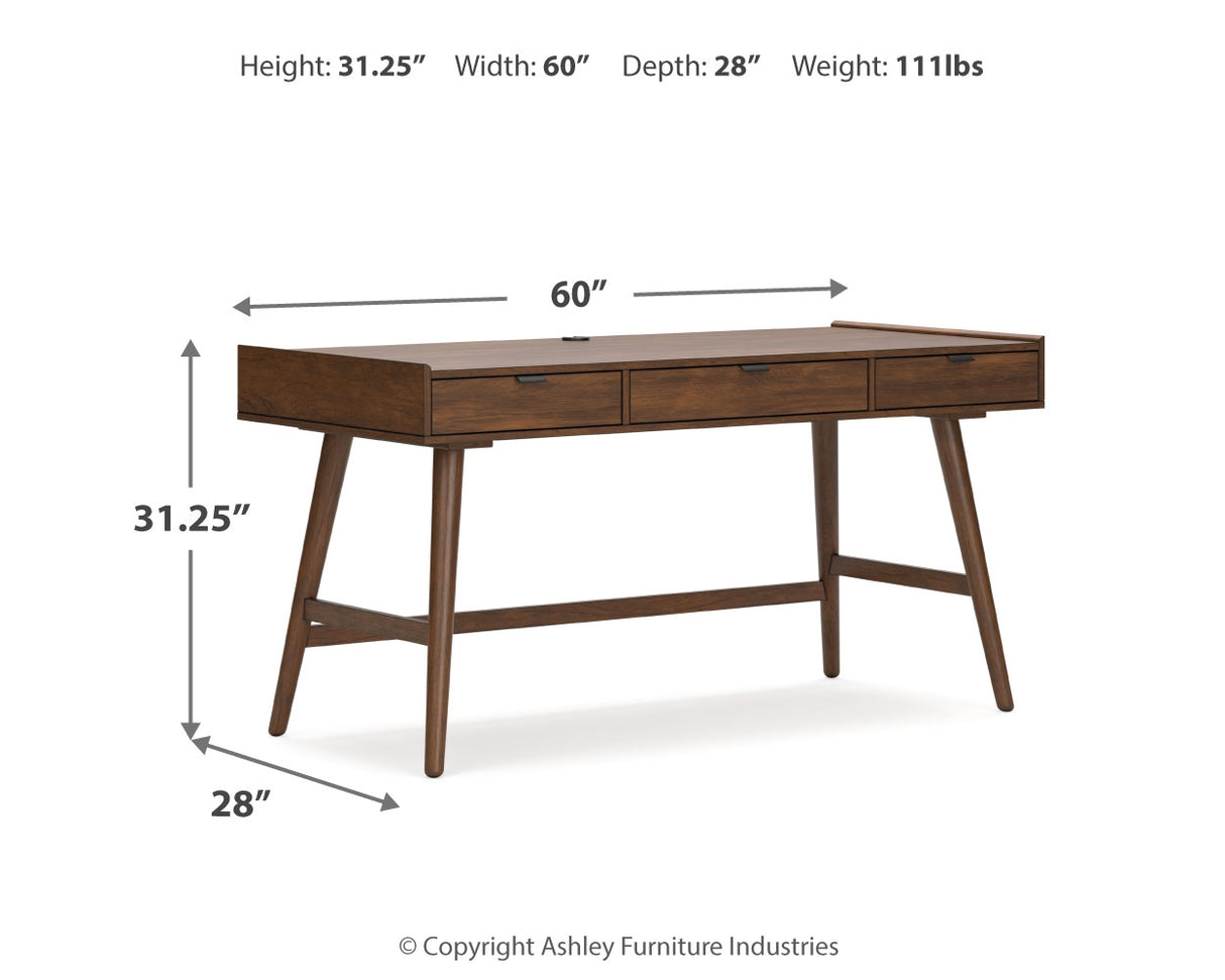 Lyncott Home Office Desk with Chair in Brown - PKG018520