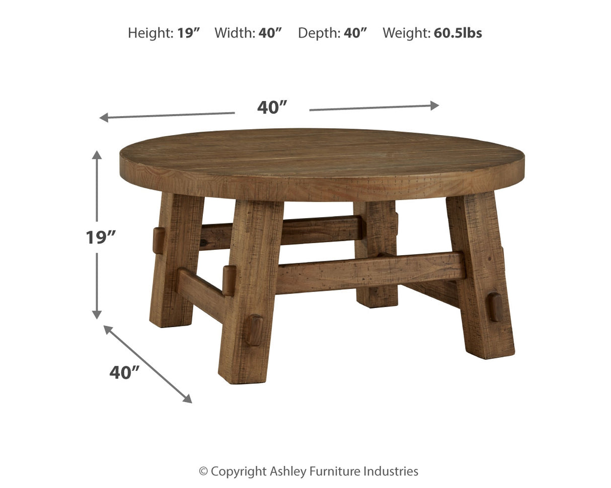 Mackifeld Coffee Table with 2 End Tables in Warm Brown from Ashley - Luna Furniture