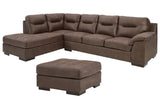 Maderla 2-Piece Sectional with Ottoman in Walnut - PKG010996