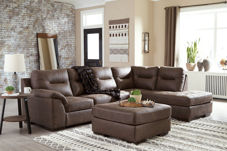 Maderla 2-Piece Sectional with Ottoman in Walnut - PKG010996