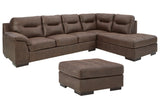 Maderla 2-Piece Sectional with Ottoman in Walnut - PKG010997