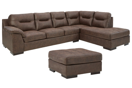 Maderla 2-Piece Sectional with Ottoman in Walnut - PKG010997