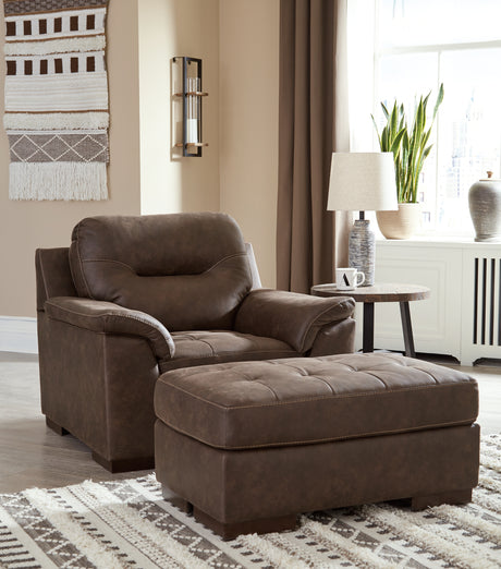 Maderla Chair and Ottoman in Walnut - PKG010992