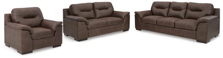 Maderla Sofa, Loveseat and Chair in Walnut - PKG010994