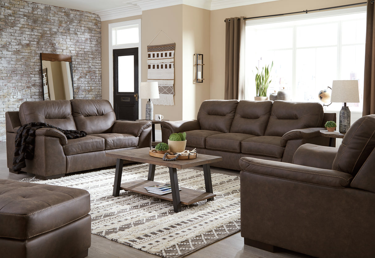 Maderla Sofa, Loveseat and Chair in Walnut - PKG010994