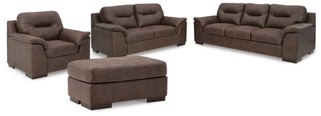 Maderla Sofa, Loveseat, Chair and Ottoman in Walnut - PKG010995